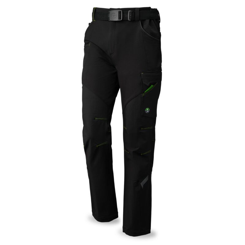 Pantalón Softshell de Trabajo NICE STRETCH Negro con Cinturón Multibolsillos 250 gr. + 4WS