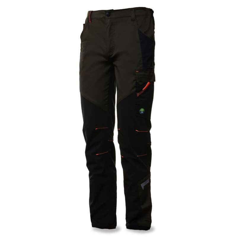Pantalón de Trabajo Elástico NICE STRETCH Verde Multibolsillos 245 gr. + 4WS